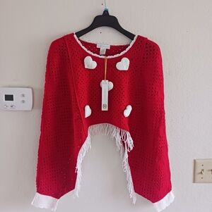 House Of Harlow 1960 Heart Fringe Crochet Top